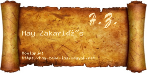 Hay Zakariás névjegykártya
